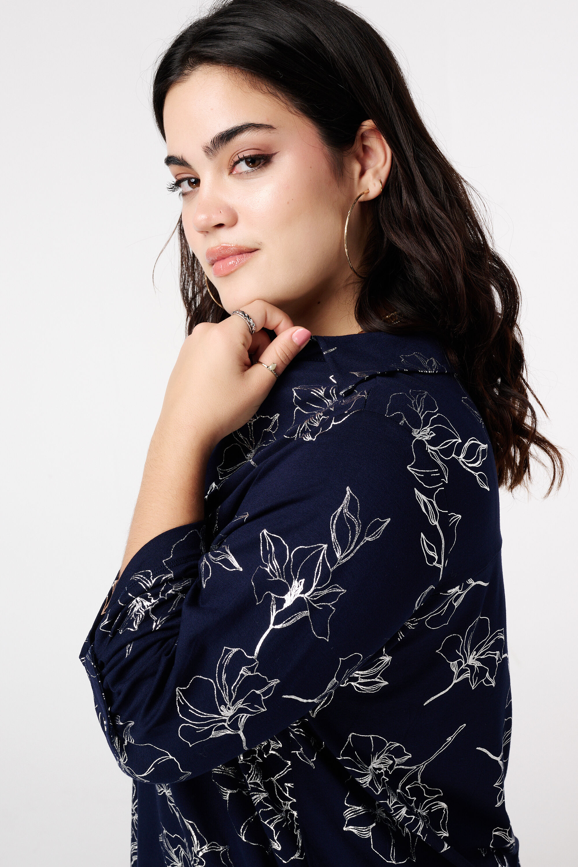 Top met stretch en foil print image number 4