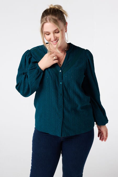 Jersey top met stretch met pofmouw Jersey top met stretch met pofmouw