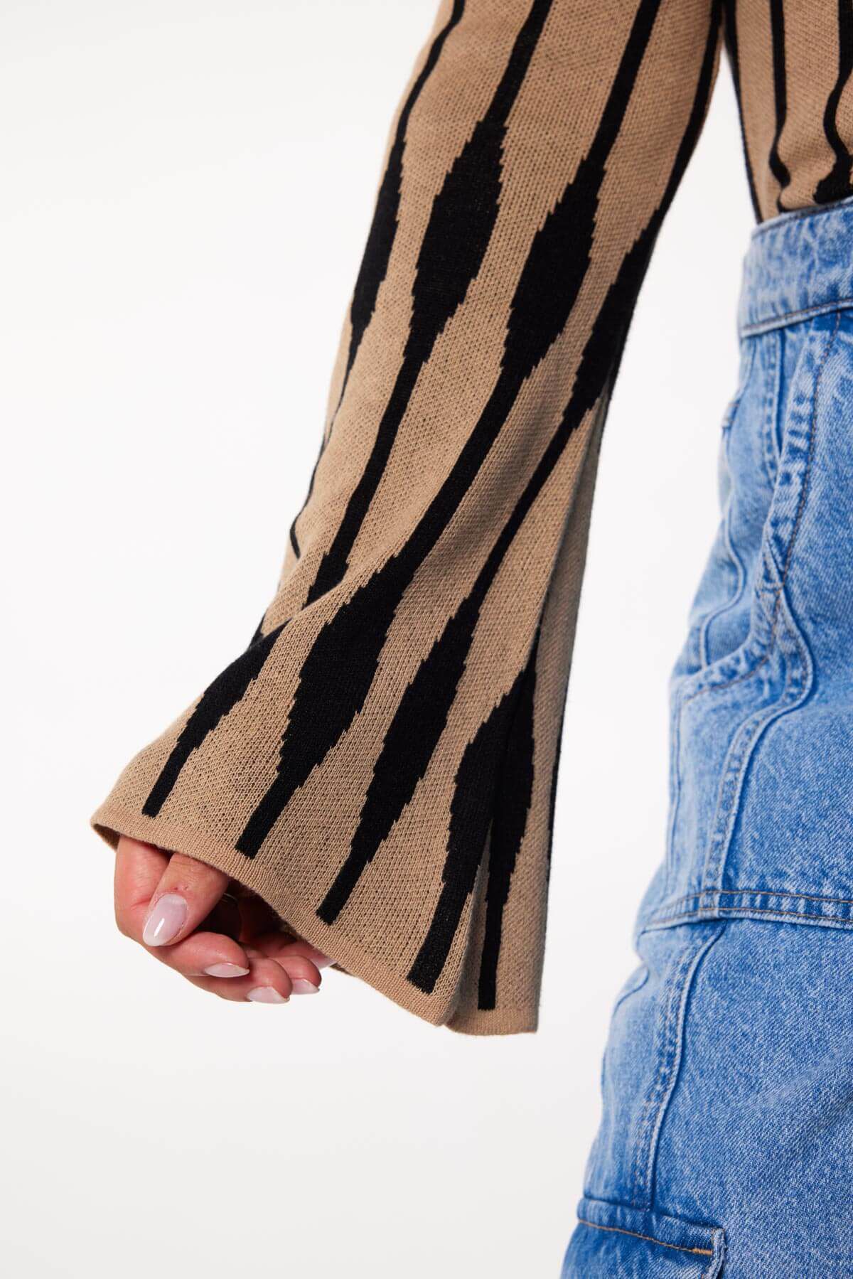 Fijn gebreide top in jacquard patroon image number 3