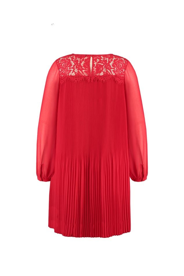 Plissé jurk met kant image number 2