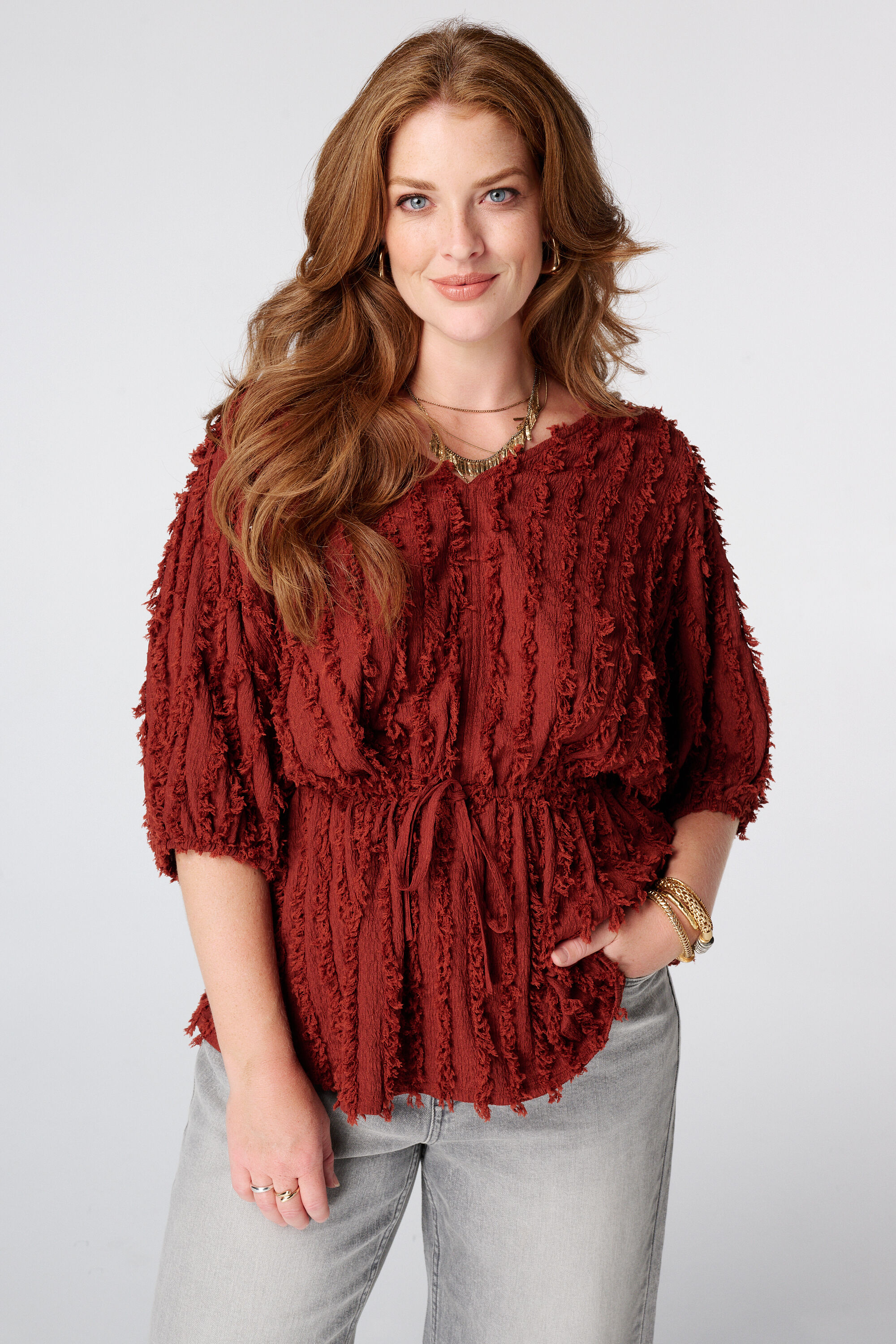 Harige top met drawstring