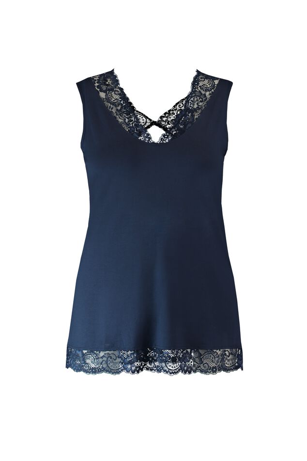 Mouwloze top met kant image number 1