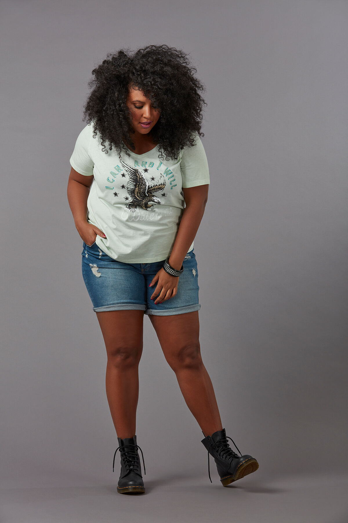Denim short met knopen image number 5