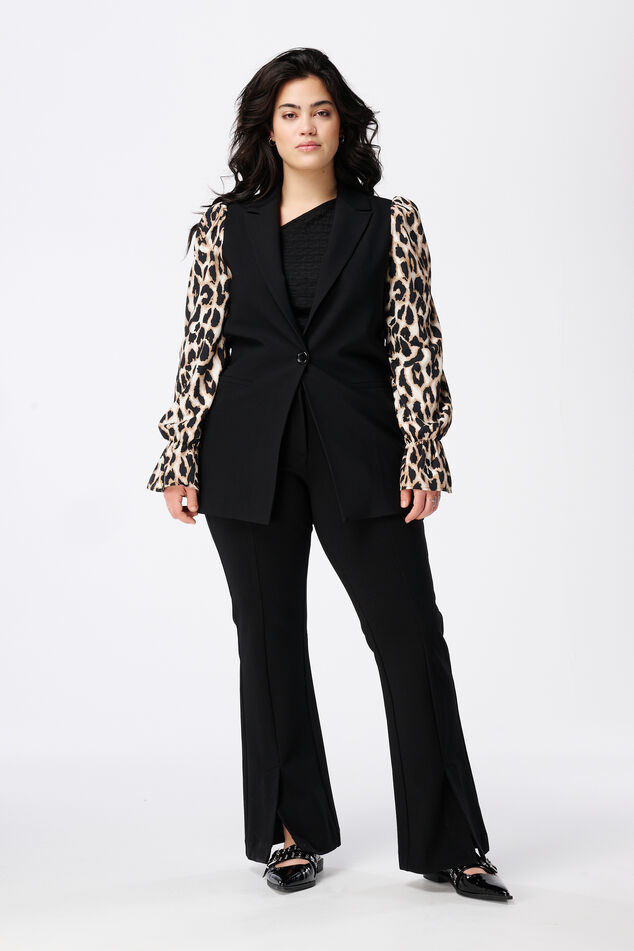 Blazer met luipaard mouwen image number 5