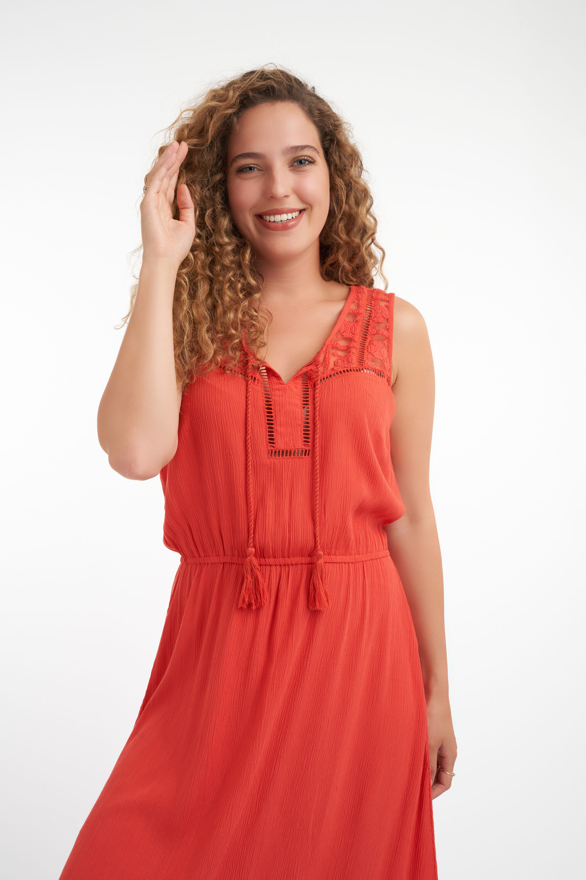 Lange jurk met volant  image number 5