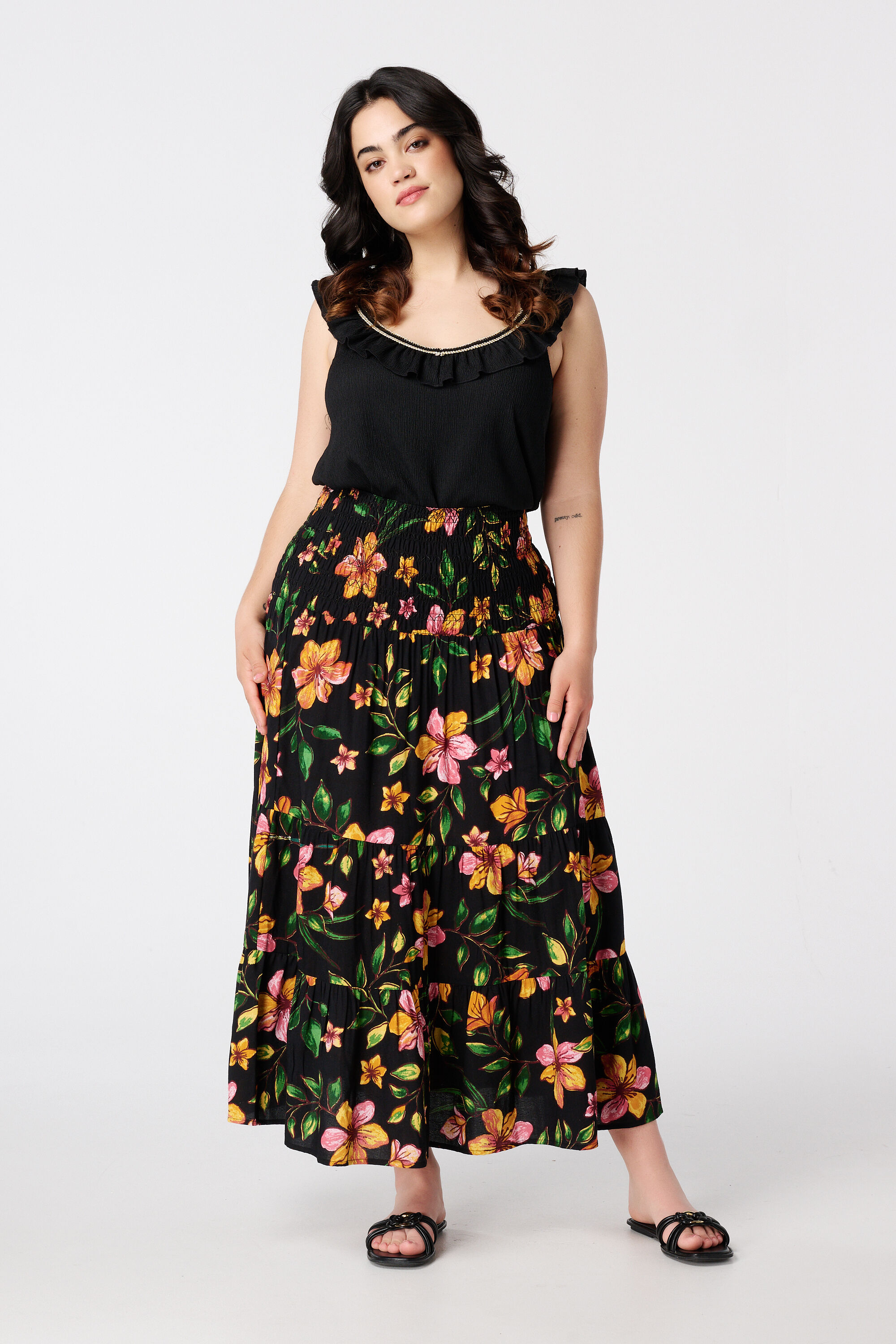 Maxi rok met bloemenprint image number 6