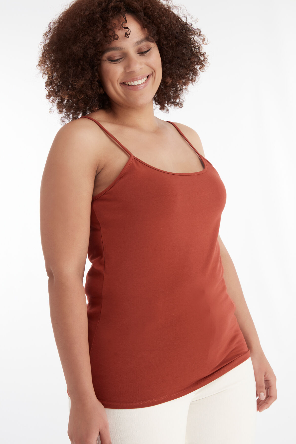 Katoenen top met spaghettibandjes image number 0