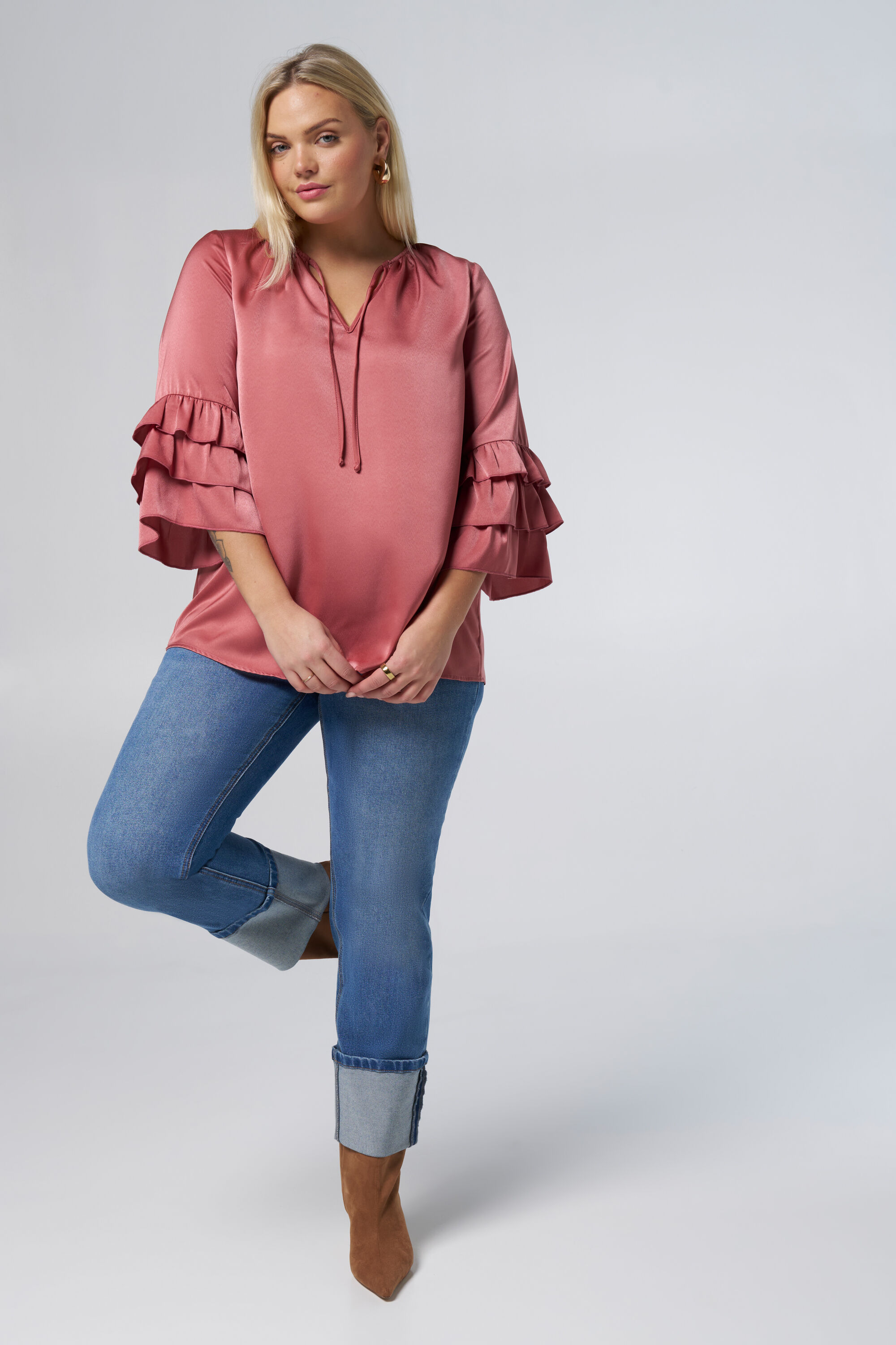 Blouse met volant mouwen image number 5