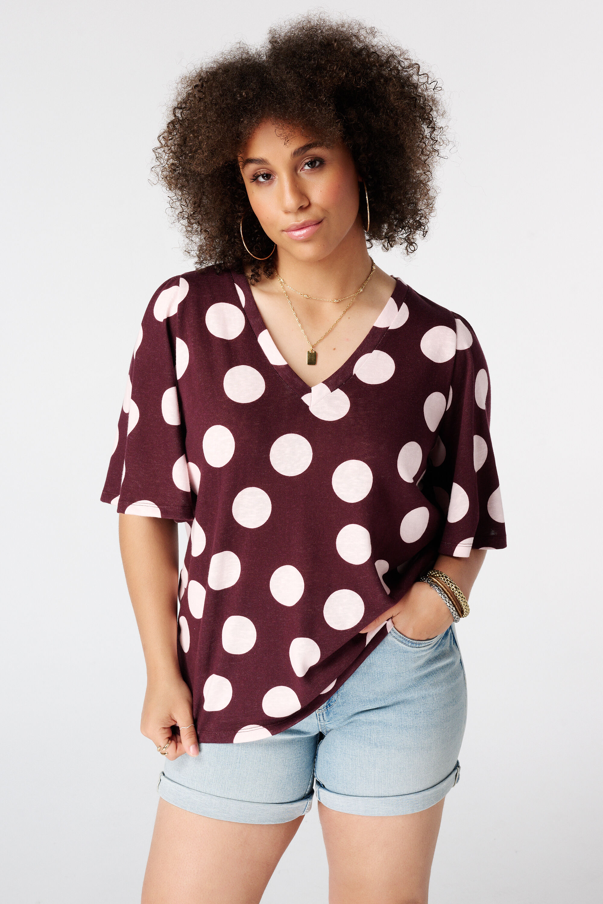 T-shirt met V-hals