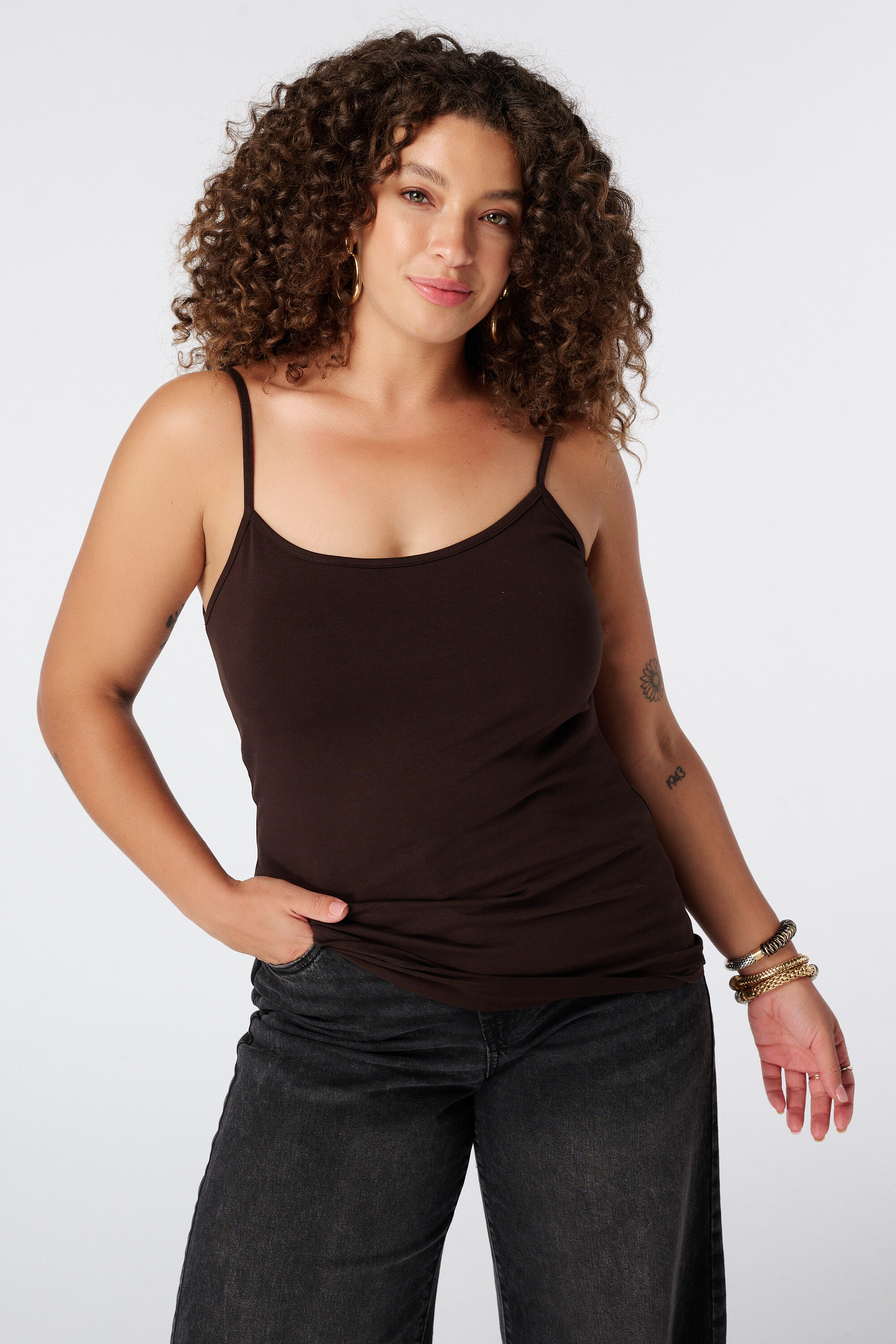 Spaghetti top met stretch