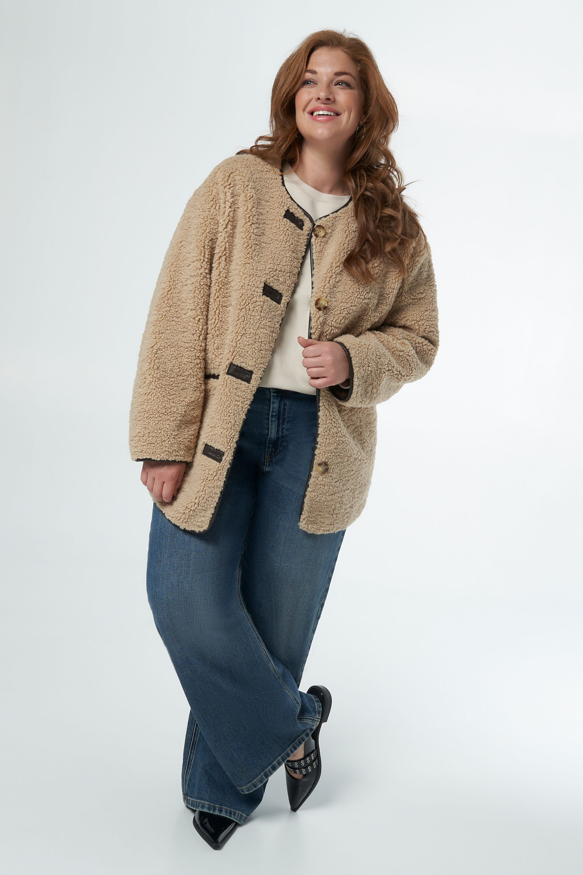 Teddy jas met leerlook details image number 5