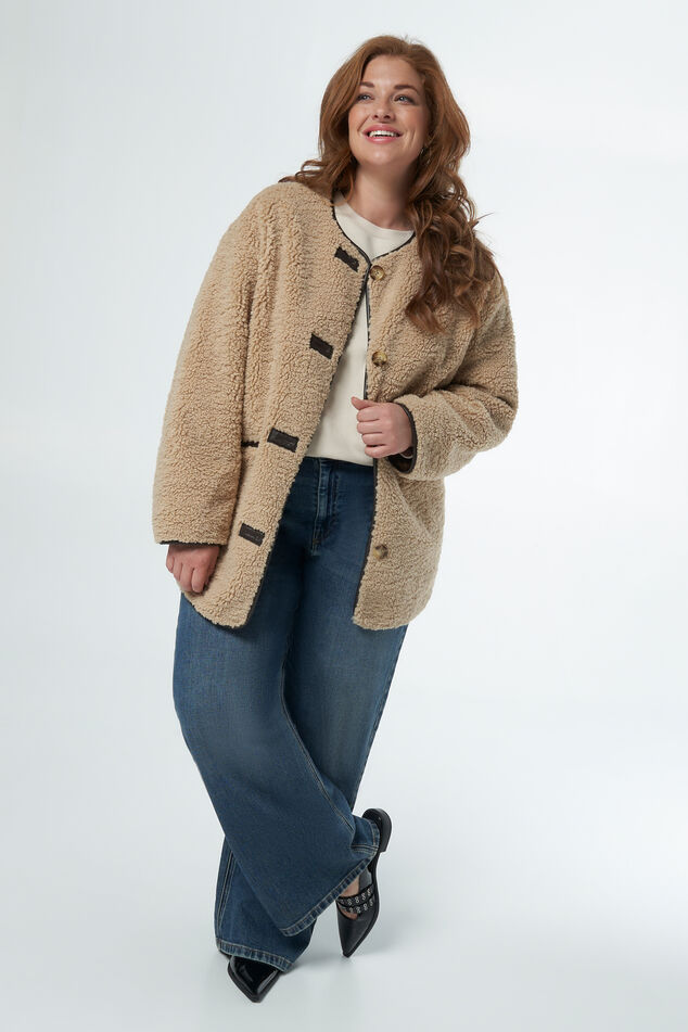 Teddy jas met leerlook details image number 5