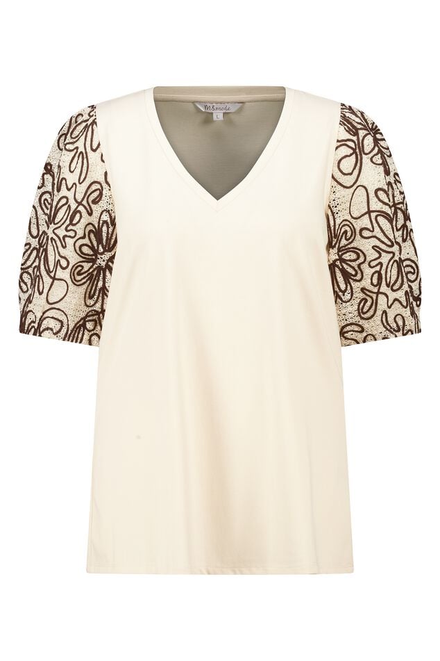Top met broderie mouwen image number 1