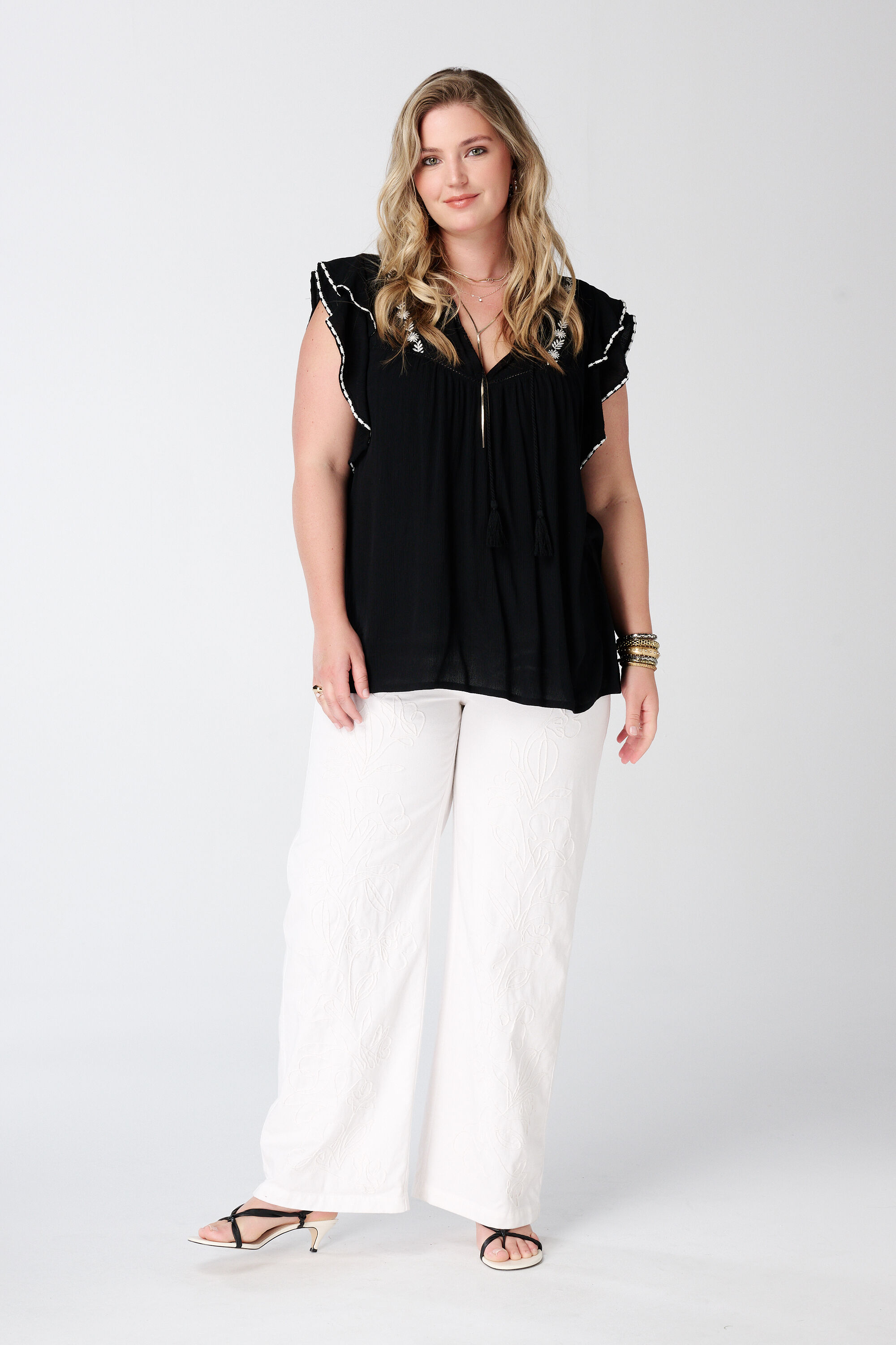 Blouse met korte ruffle mouwen image number 5