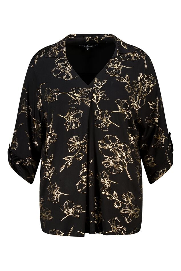 Top met stretch en foil print image number 1