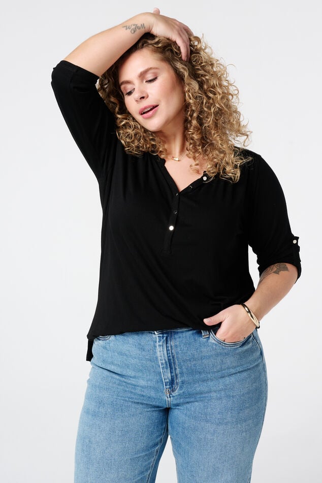 Top met v-hals en knopen image number 0