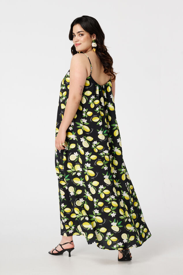 Maxi jurk met citroenprint image number 3