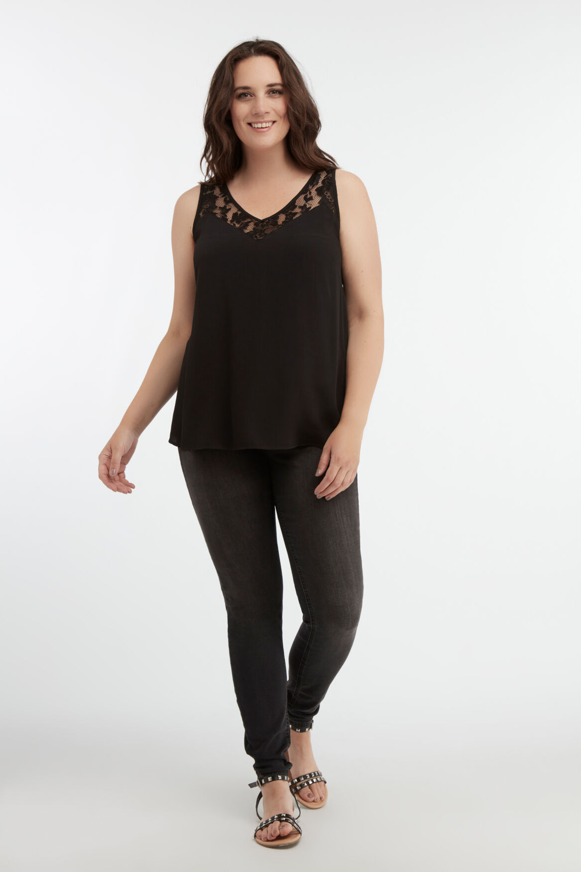 Mouwloze top met kant image number 5