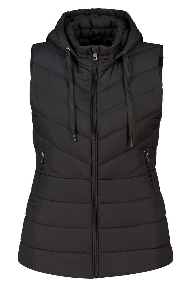 Gewatteerde bodywarmer met capuchon image number 1