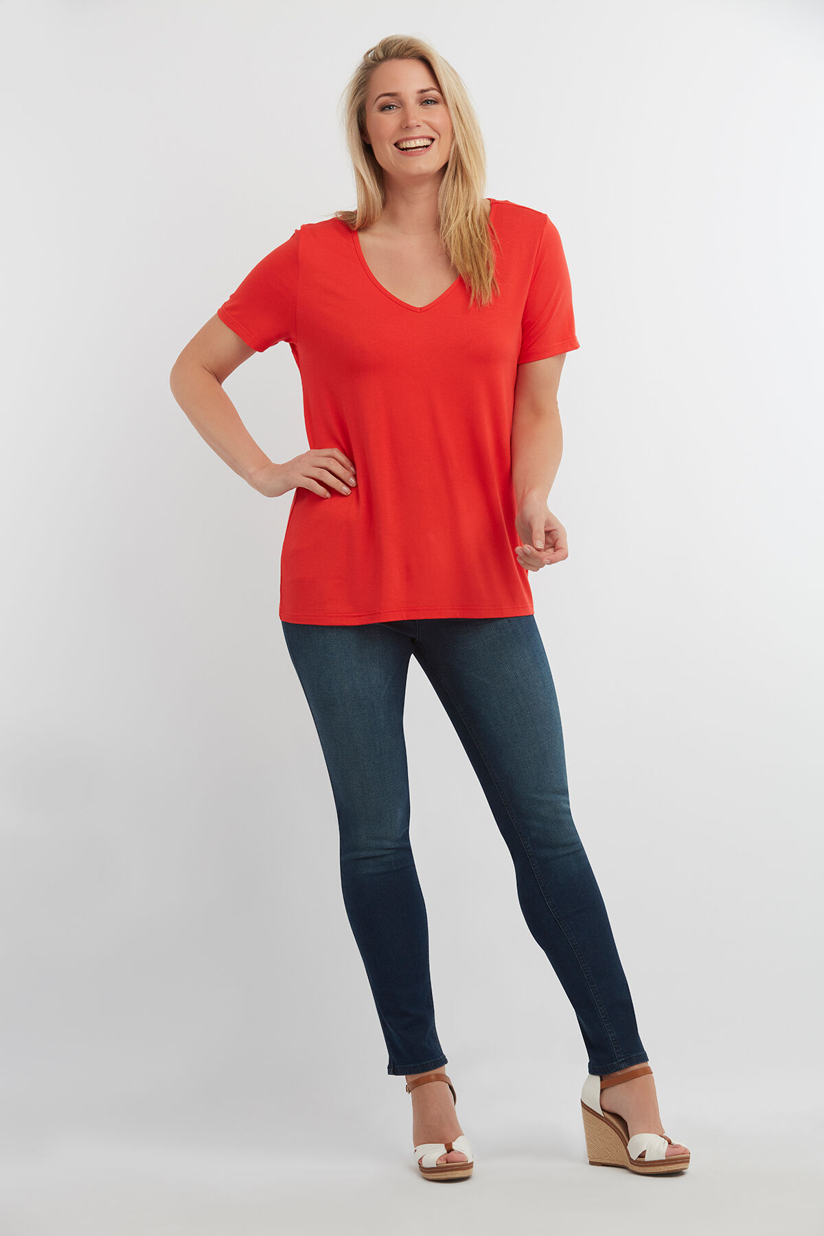 T-shirt in effen kleur image number 3