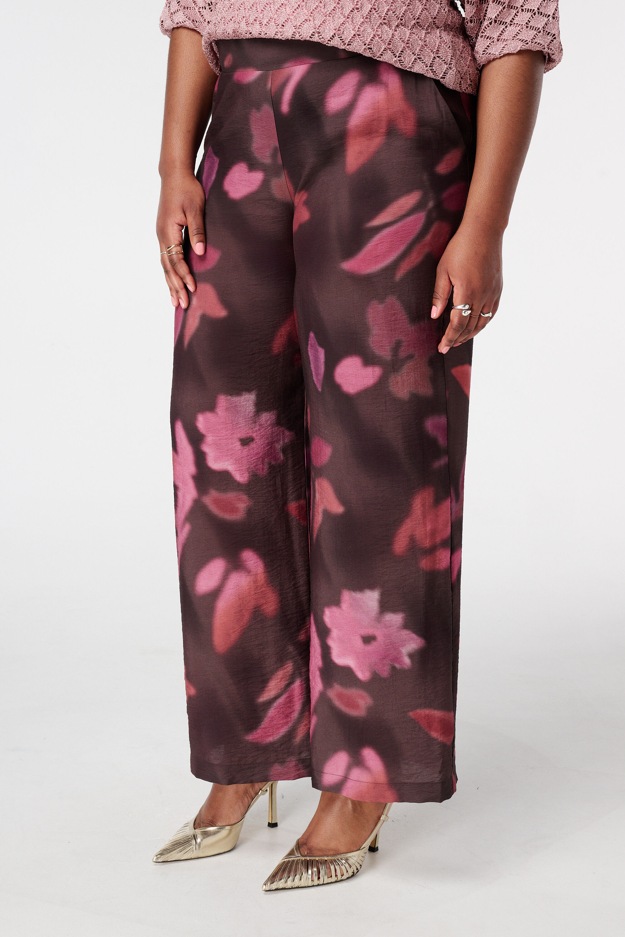 Wide leg broek met print image number 5