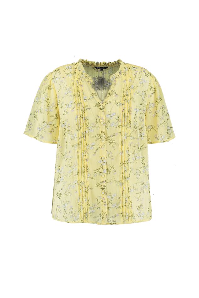Blouse met bloemen en lurex strepen image number 1