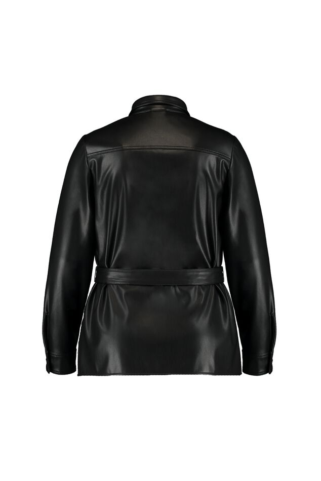 Pu leren jack met strikceintuur image number 2