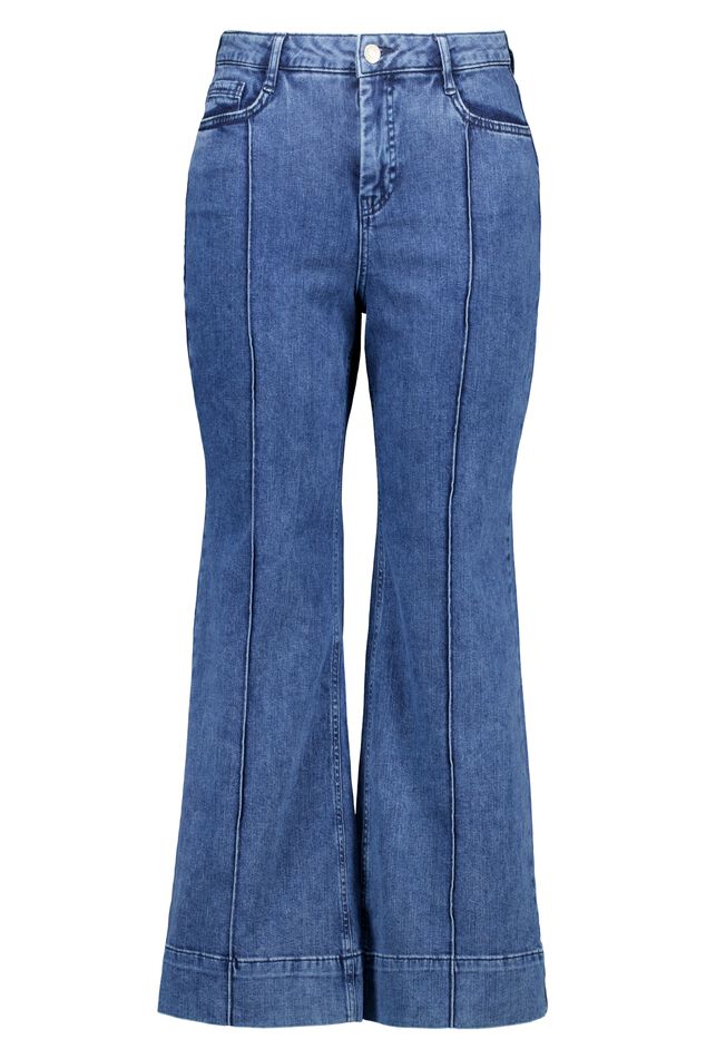 Flared leg jeans met siernaad image 1