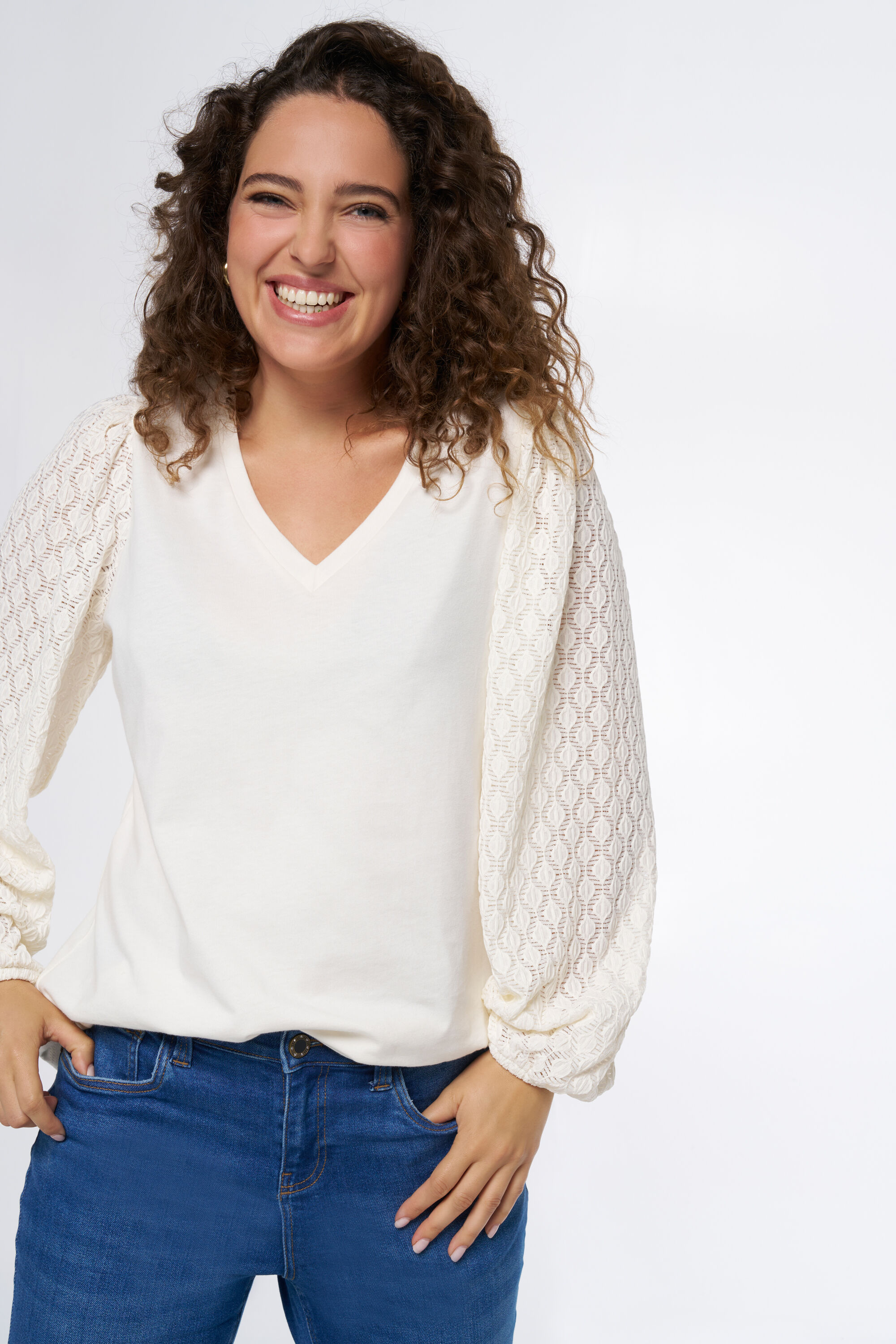 Top met kanten mouwen online