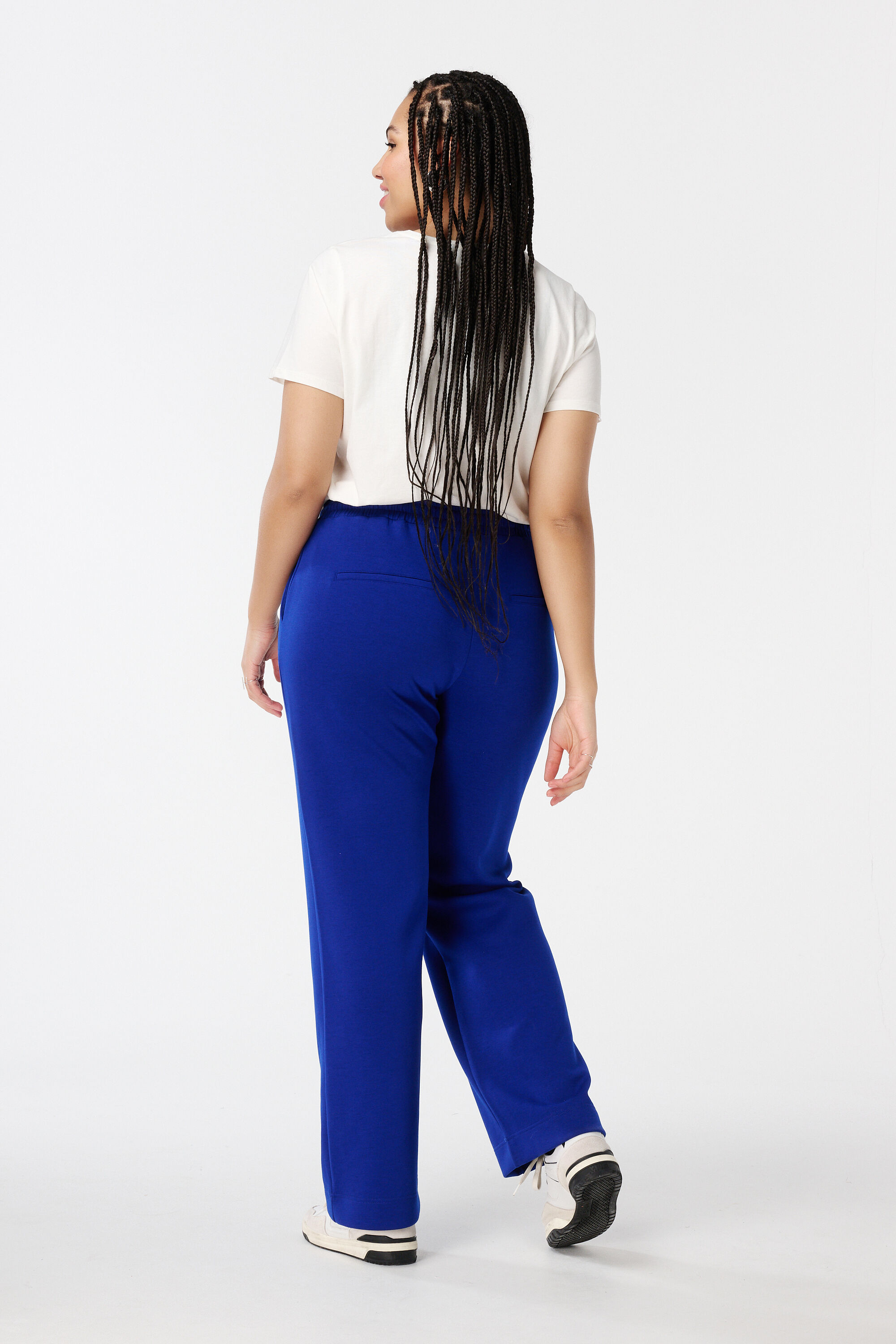 Broek met elastische taille en siernaad image number 3