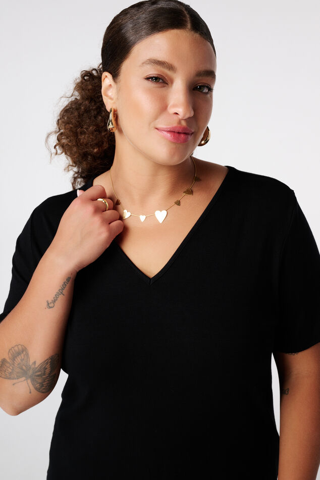 T-shirt met V-hals image number 4