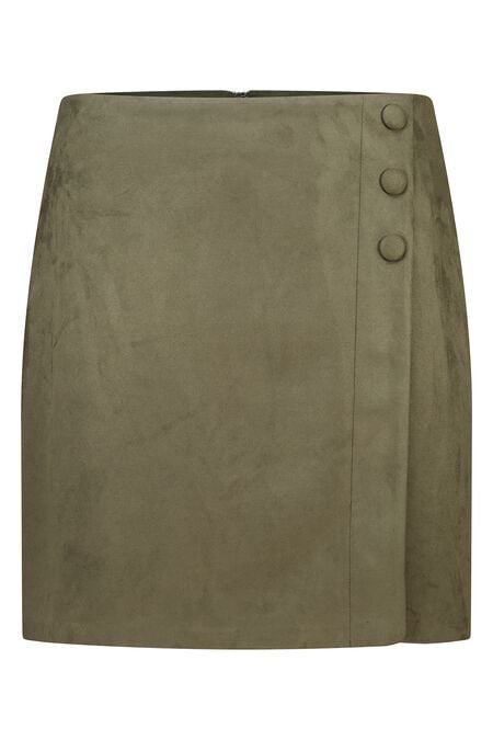 Rok met suede look en knoopdetail Rok met suede look en knoopdetail