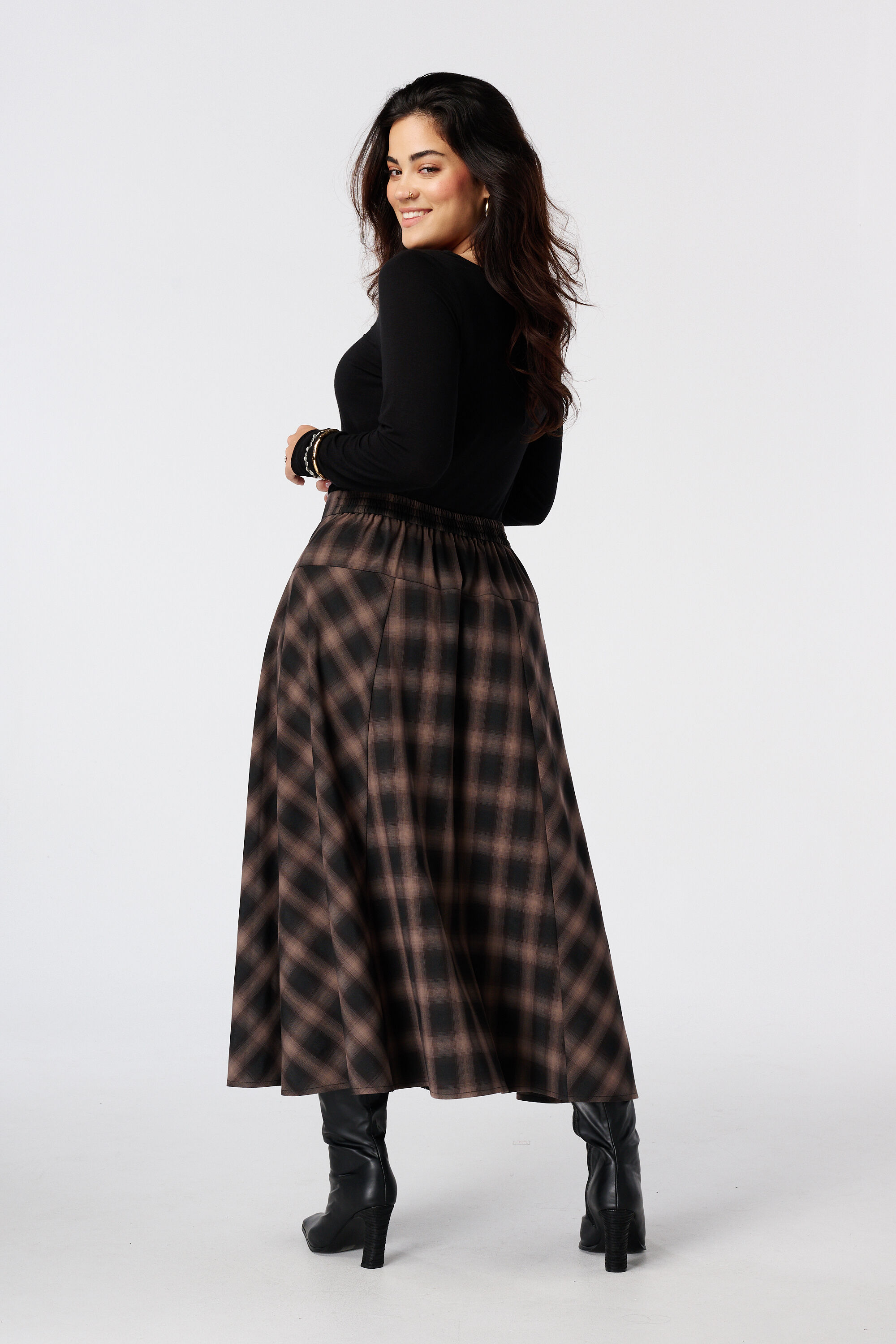 Geruite midi rok image number 3