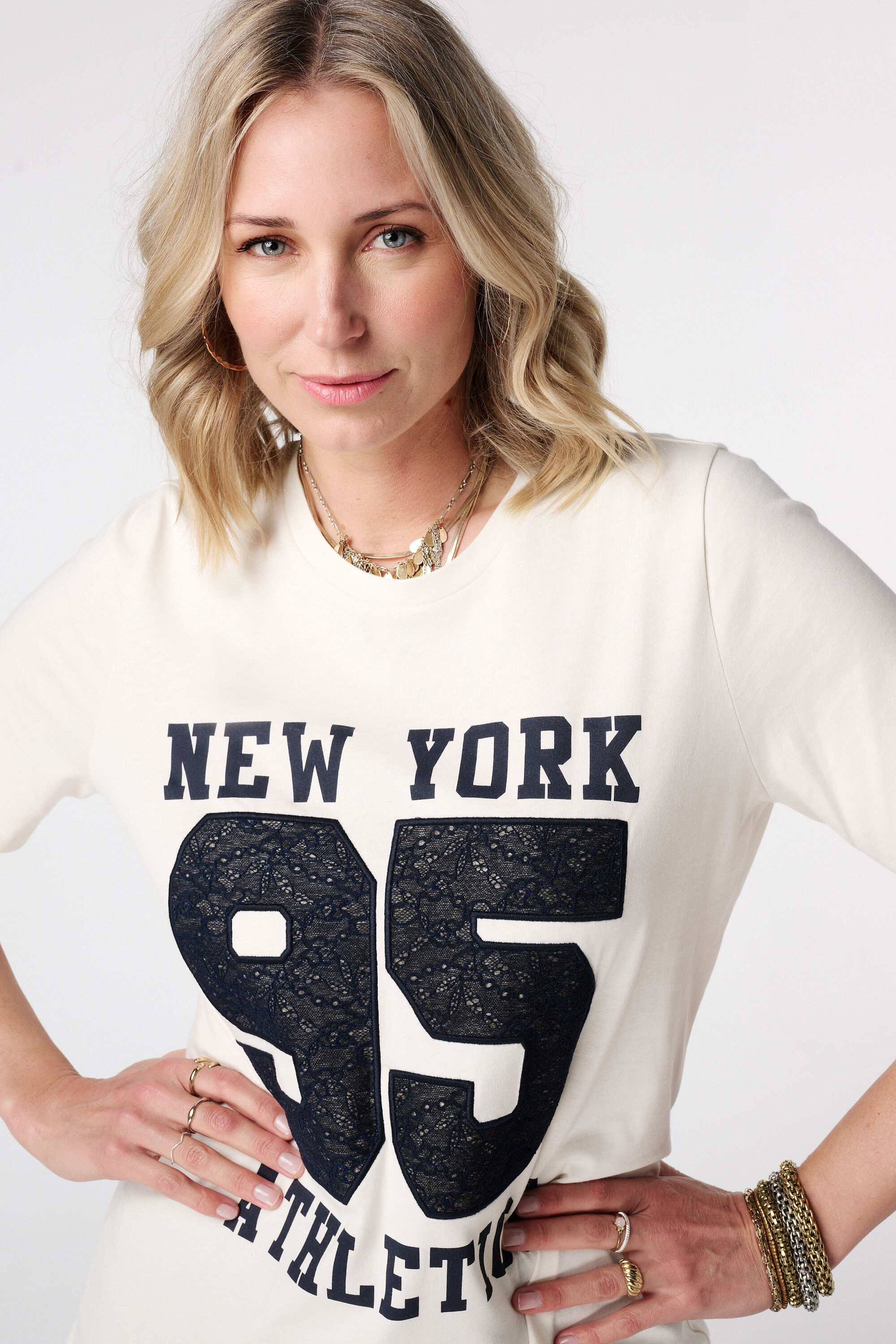 T-shirt met kanten print image number 4