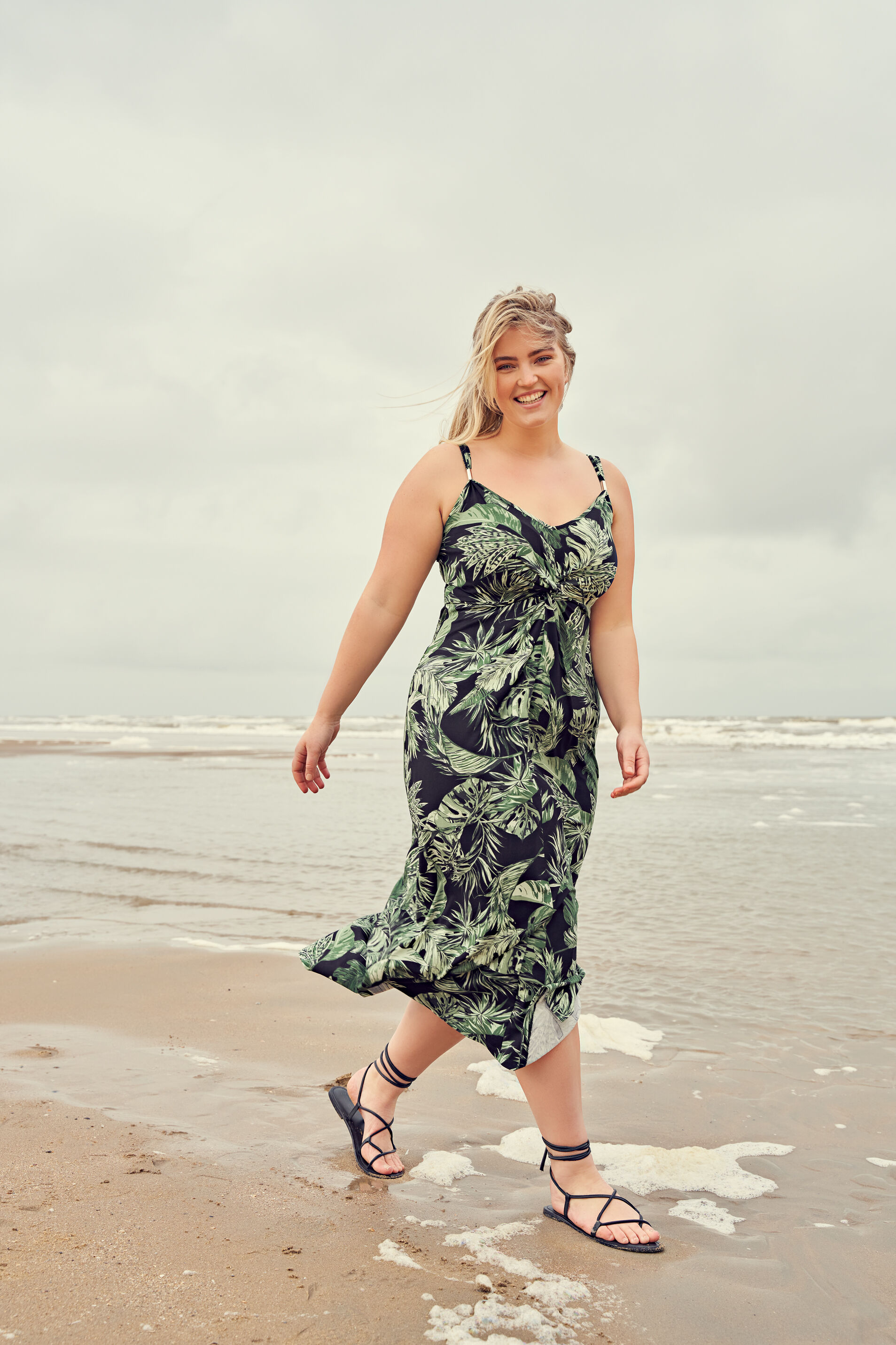 Dames Jurk met bladeren print MS Mode