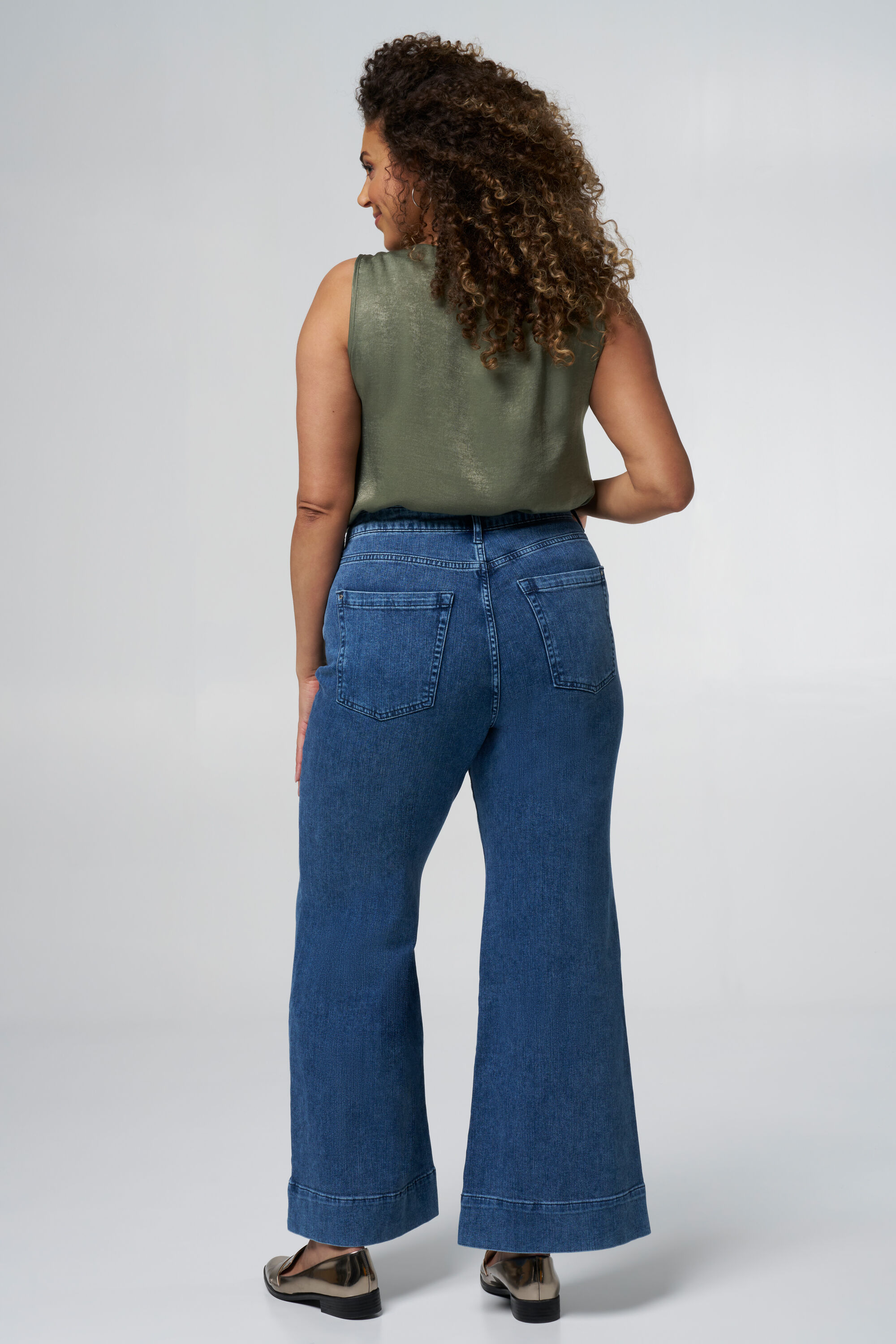 Flared leg jeans met siernaad image number 3