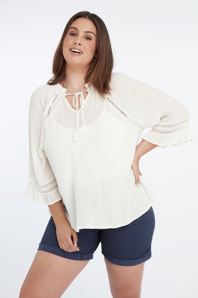 Blouse met opengewerkte details image number 0