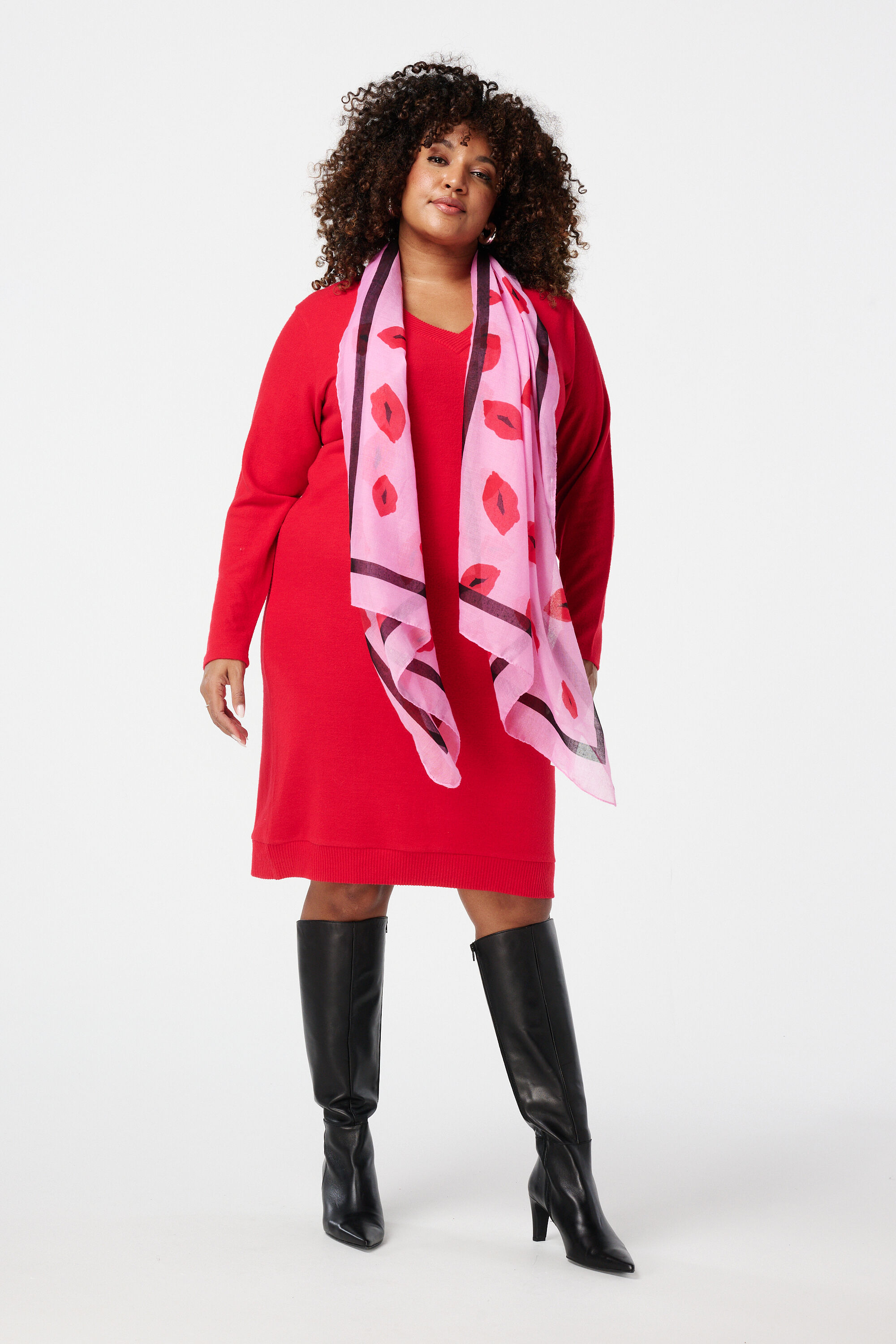 Zachte jurk met V-hals image number 5