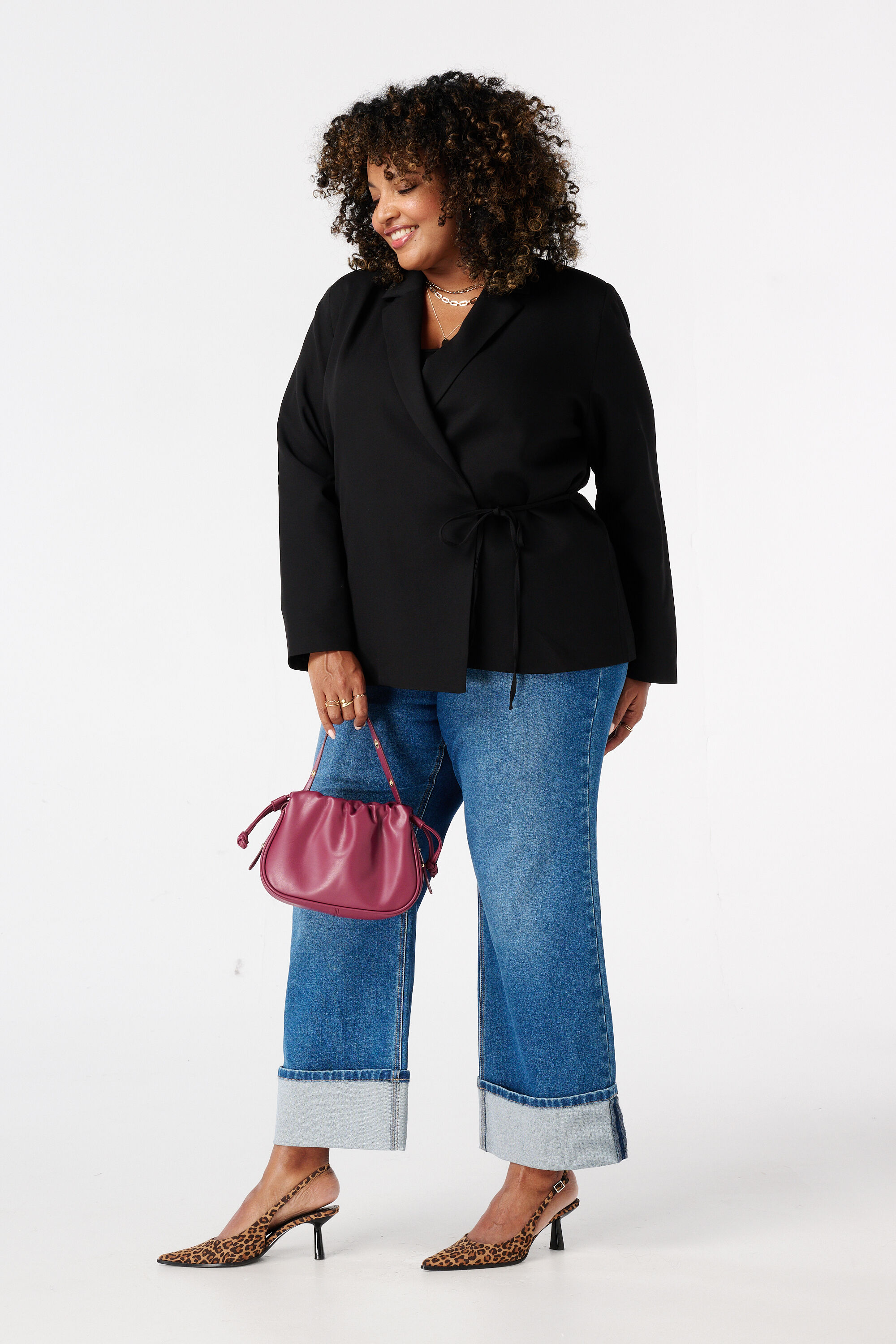 Overslag blazer met strikceintuur image number 5