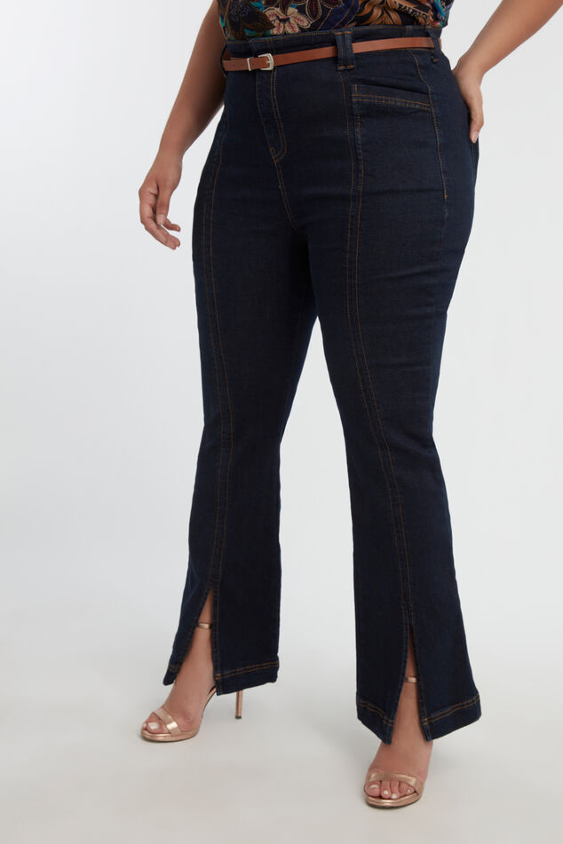 High waist jeans met splits image number 3