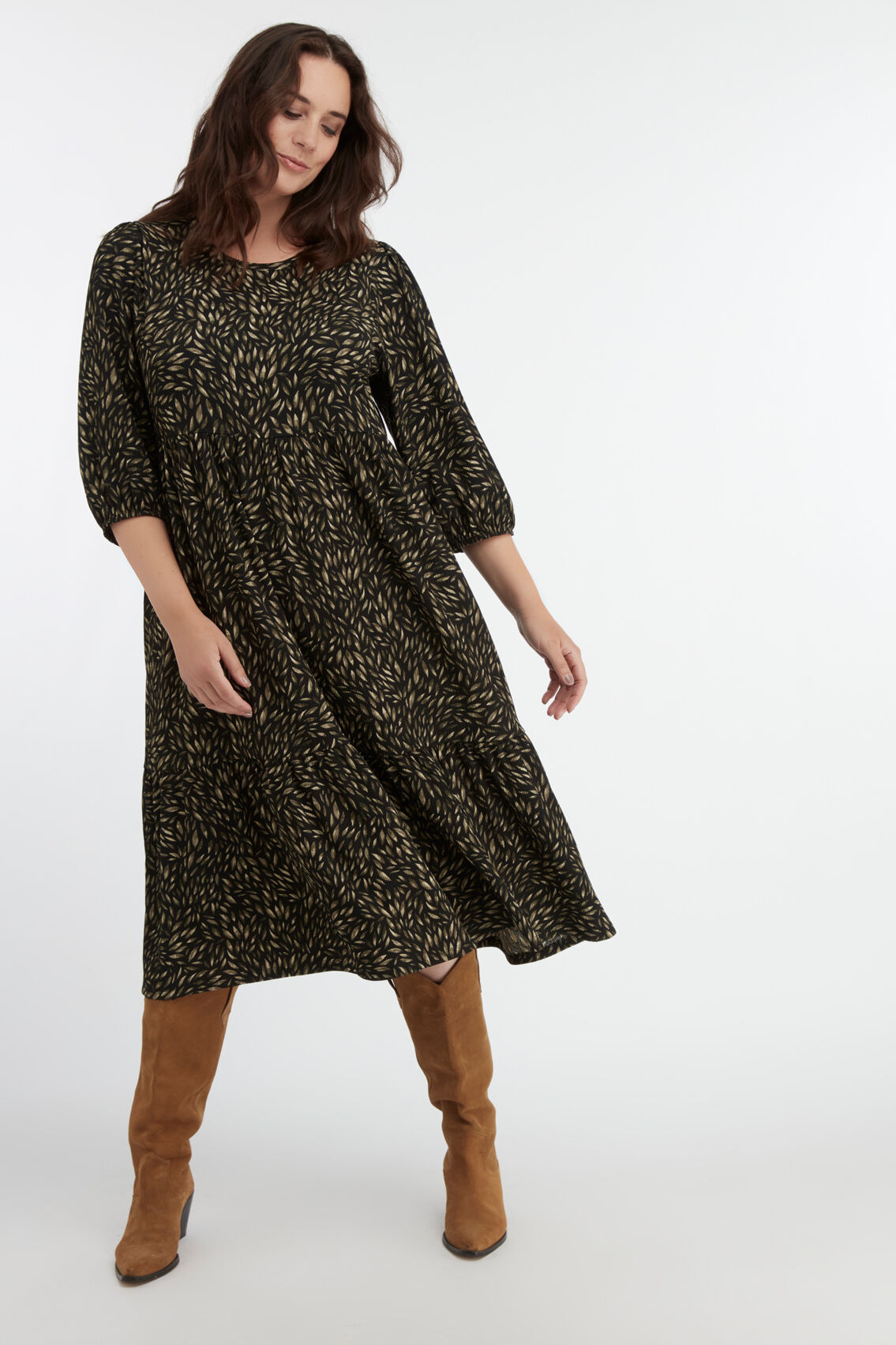 Lange wijde jurk met print image number 5