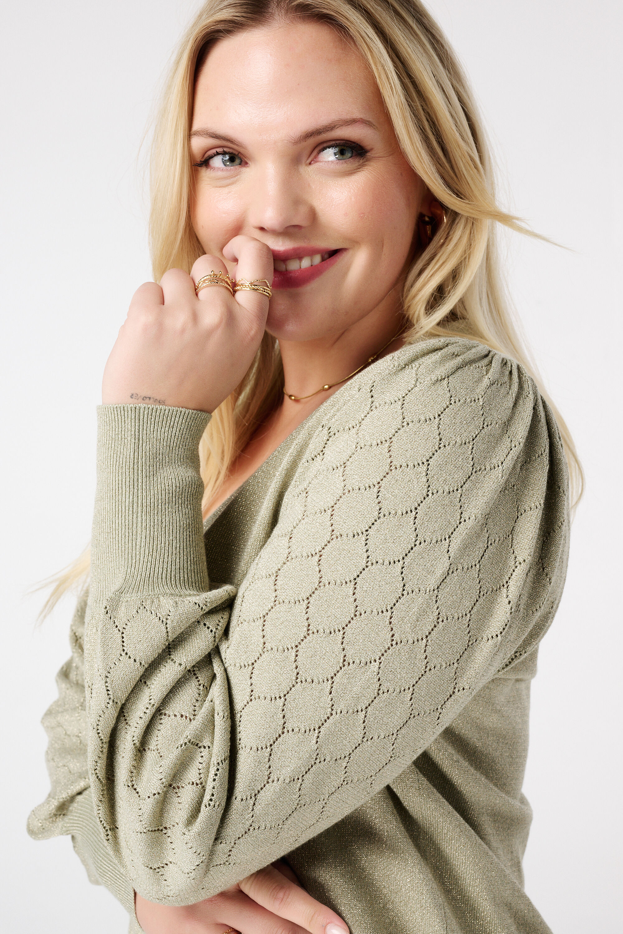 Trui met lurex en details op de mouwen image number 4