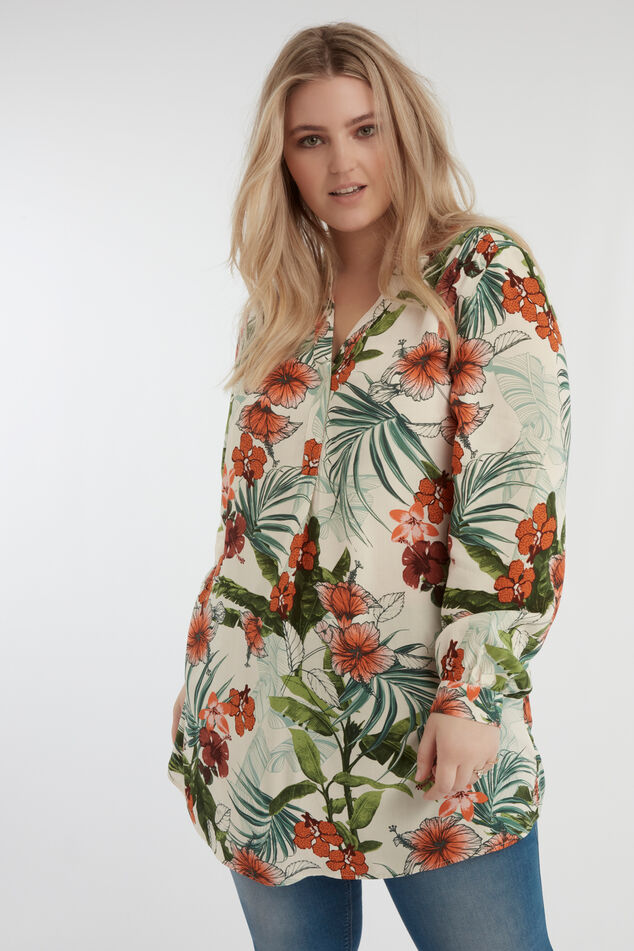 Tuniekblouse met tropische print image number 0