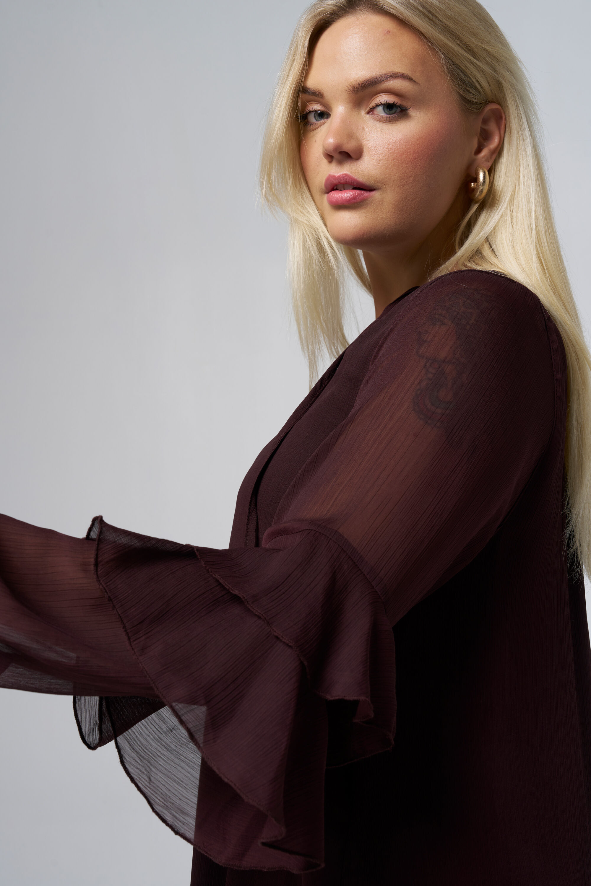 Jurk met ruffle mouwen image number 4