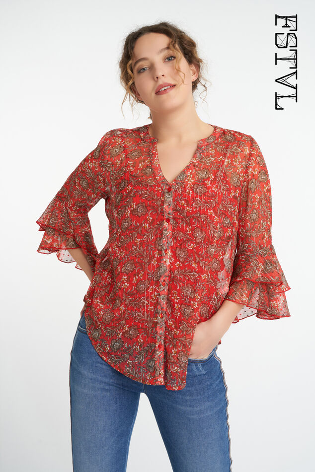 Bloemenblouse met volants image number 0