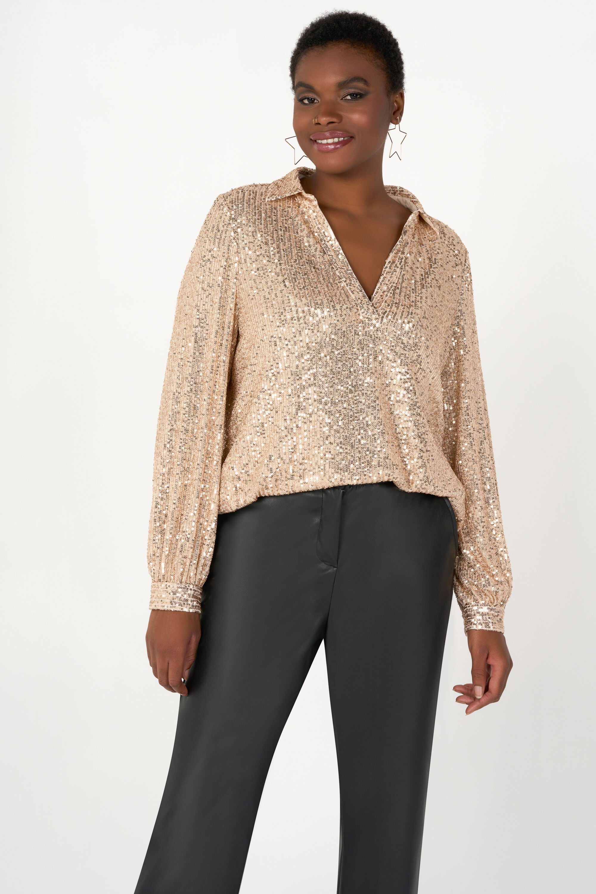 Pailletten top shop lange mouw