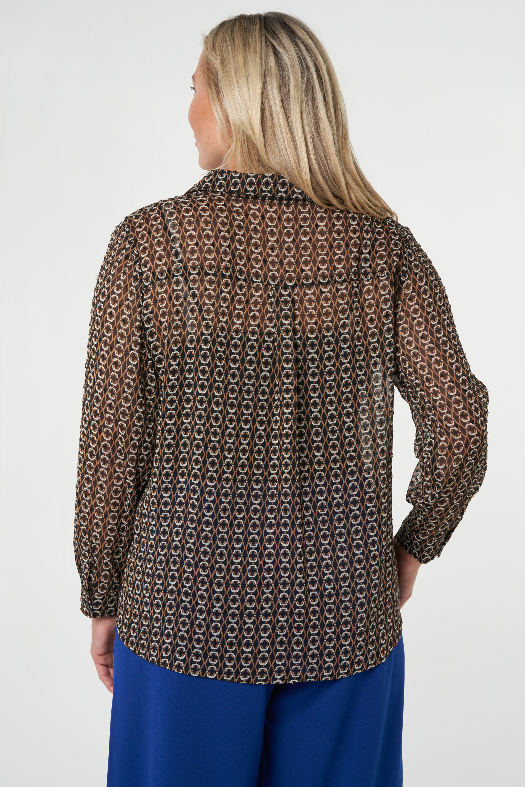 Doorschijnende blouse met grafische print image number 3
