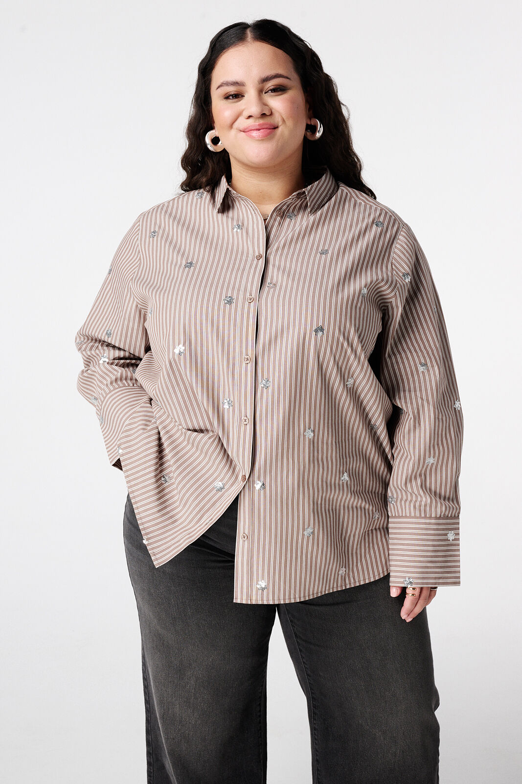 Gestreepte blouse met pailletten