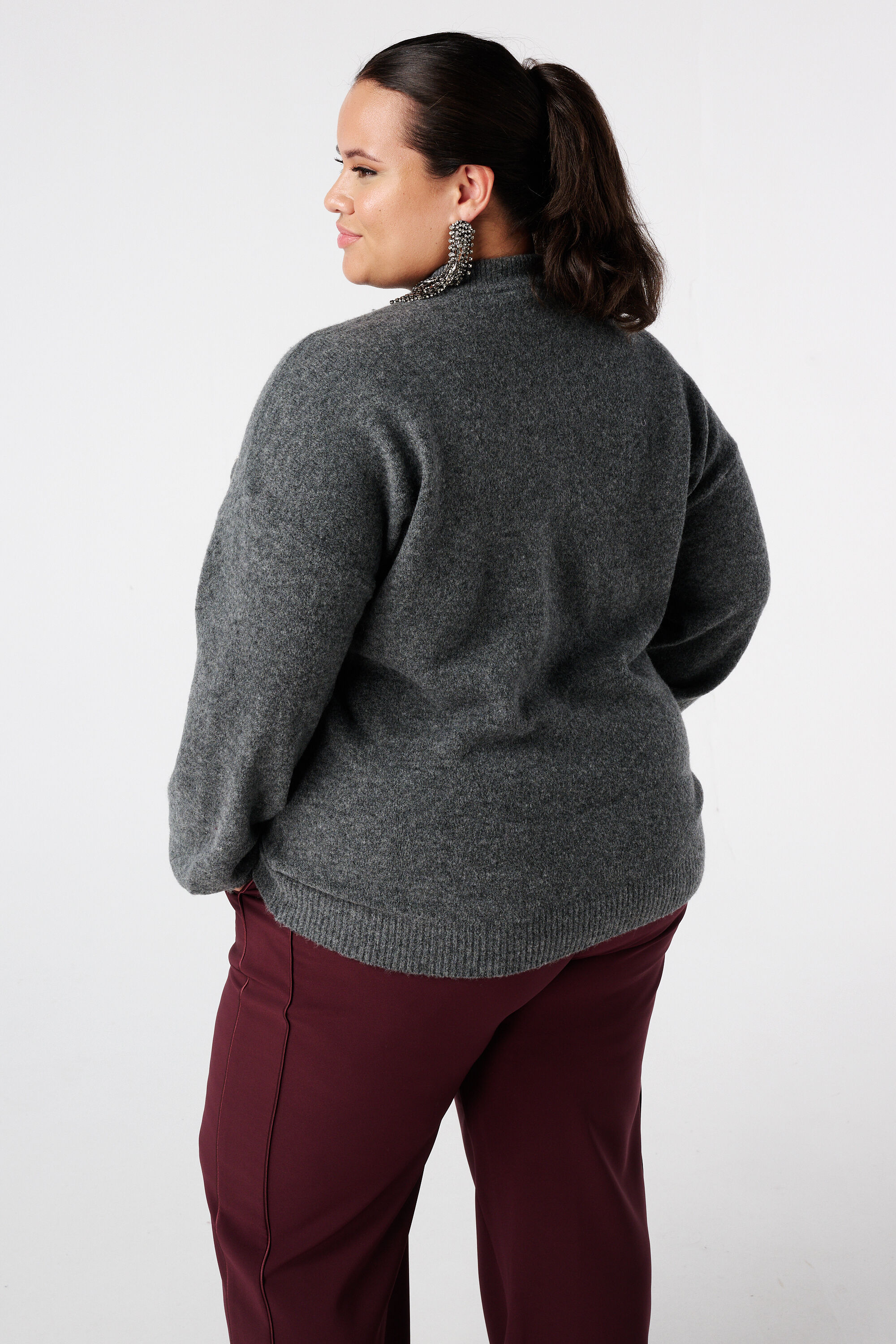 Gebreide trui met parel opdruk image number 3