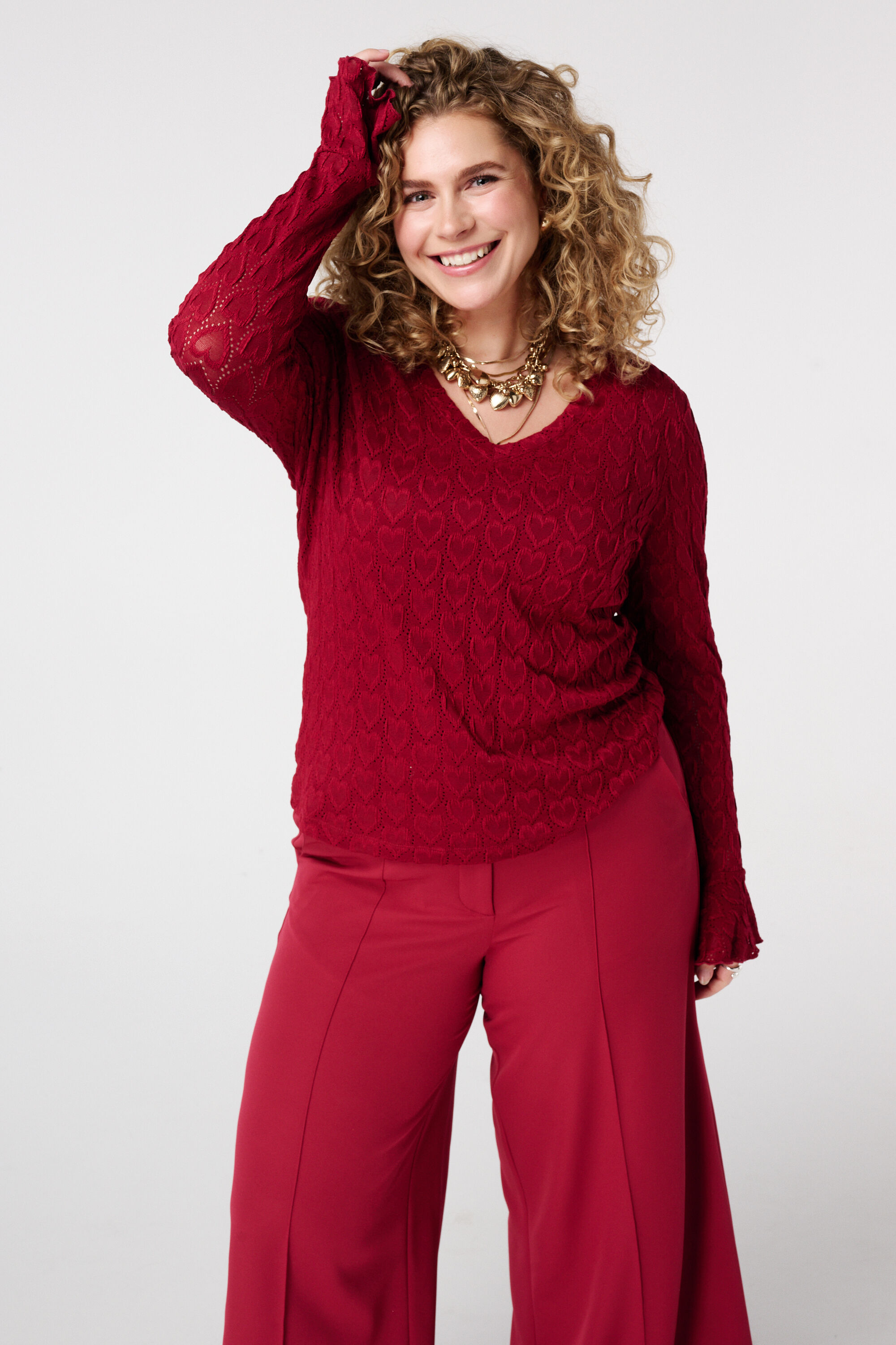 Top met trompetmouwen